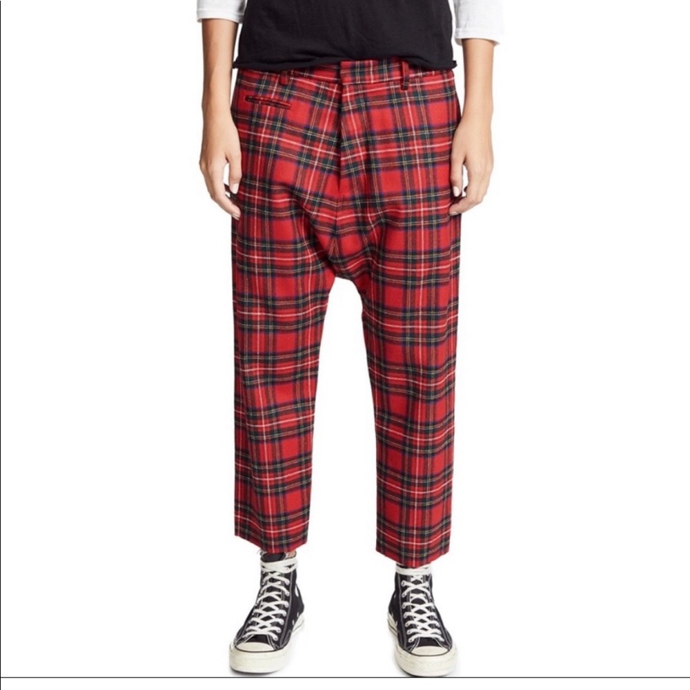 R13 Tailored Drop Plaid Trousers Size 24